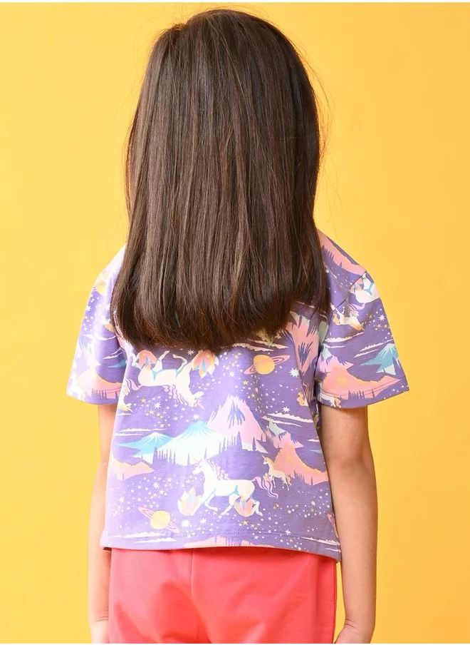 Anthrilo Unicorn Planet Graphic Print T-Shirt by Styli