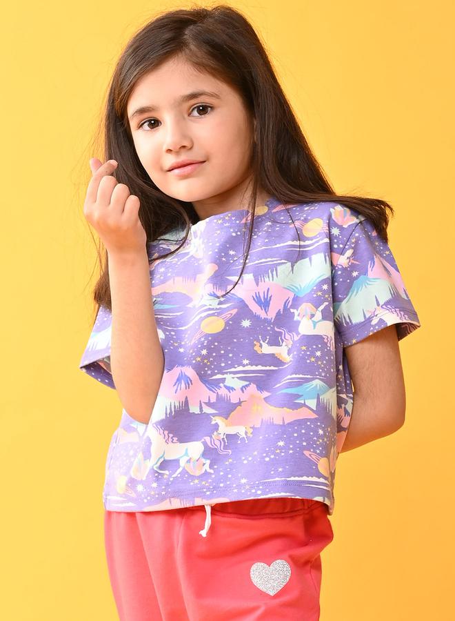 Anthrilo Unicorn Planet Graphic Print T-Shirt - Image 1