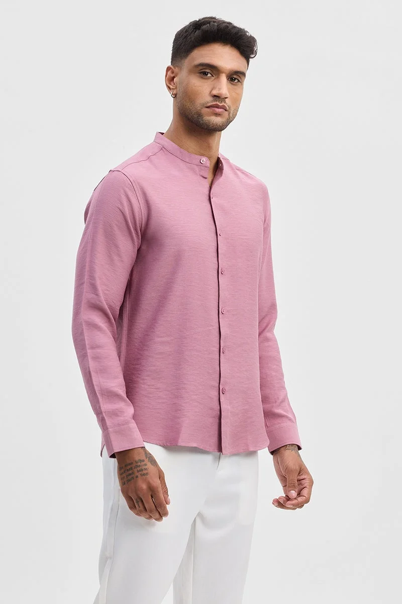 SNITCH Pink Textured Long Sleeve Slim Fit Casual Shirt