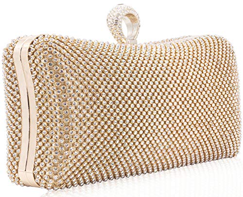DEXMAY DM Dexmay Rhinestone Crystal Ring Clutch Purse Luxury Evening Bag for Bridal Wedding Party Gold - Image 2
