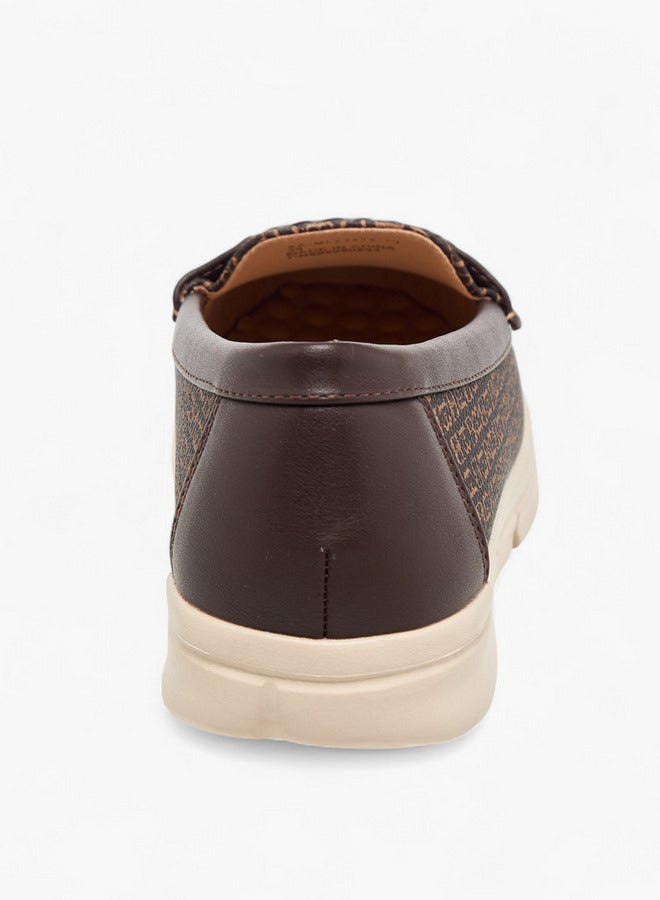 Flora Bella By Shoexpress Women's Monogram Print Slip-On Loafers with Braid Detail - Image 5