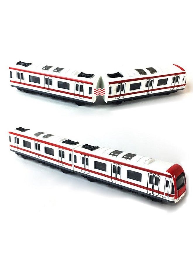 VANTIYAUS Train Model, 4Pcs Toy Car Set Alloy City Rail Subway Train Model ,1/64 Scale Alloy Subway/ Car Model Toysplay, Red White  - Image 3