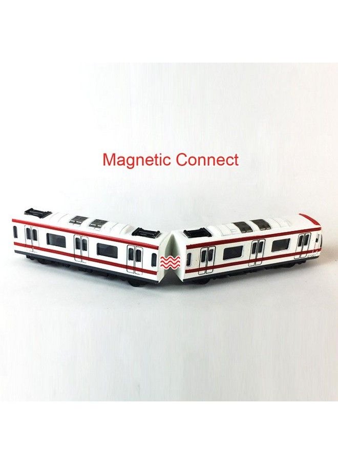 VANTIYAUS Train Model, 4Pcs Toy Car Set Alloy City Rail Subway Train Model ,1/64 Scale Alloy Subway/ Car Model Toysplay, Red White  - Image 5