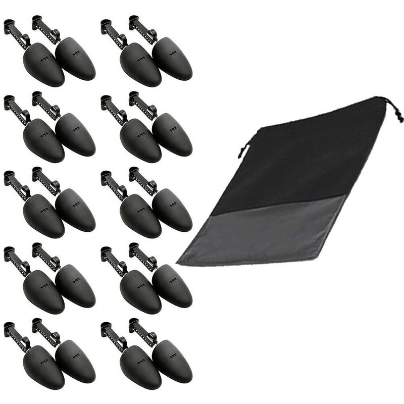 FONHERILI WAJJ 10 Pairs Practical Adjustable Length Men Shoe Tree Stretcher Holder Shaper Support with A Shoe Bag(Men Black)