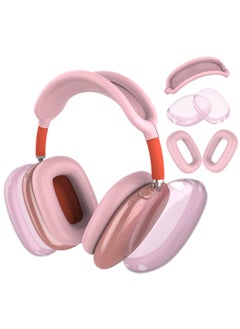 For Apple Airpods Max Earphone Case Headset Bluetooth Headset Protective Case Solid Color Silicone Earphone Case-Color:Powder Through Three-piece Set-Model:AirPods Max Headphone Case