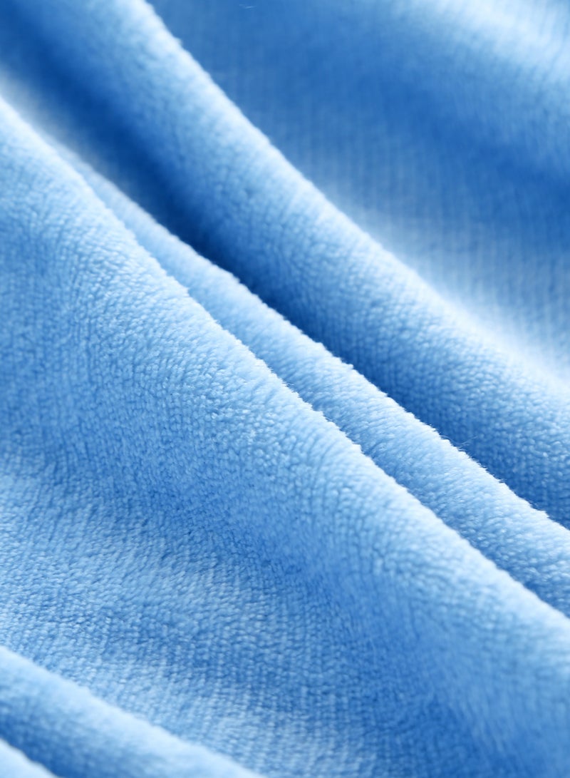 Loquat Solid Color Cloud Sable Blanket Office Nap Blanket Air Conditioned Roof Blanket Flannel Blanket Blue  - Image 2