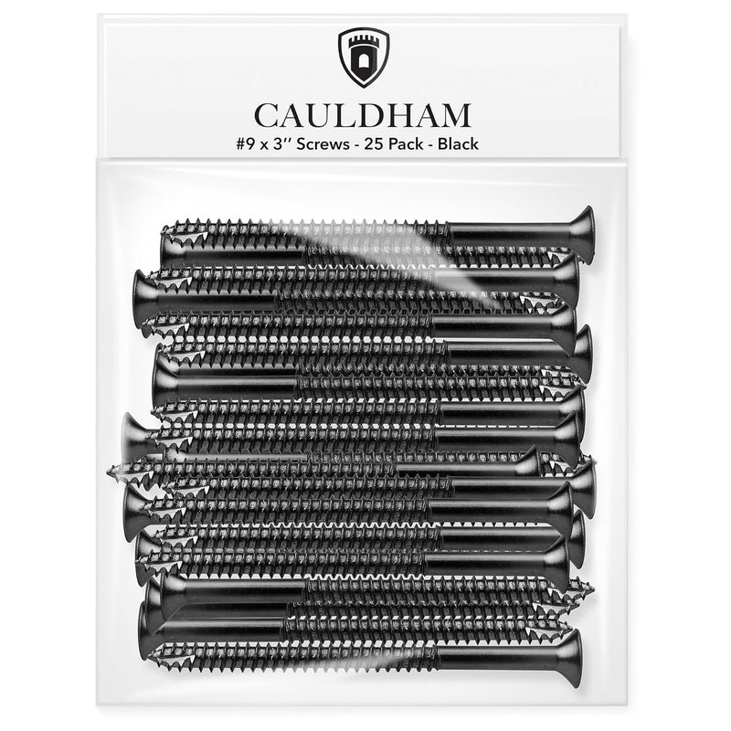 CAULDHAM Store Black Wood Screws #9 x 3 Inch for Door Hinges - 25 Pack - Image 2