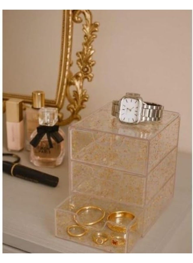Acrylic jewelry organizer box, 3 drawers, transparent storage - Image 2