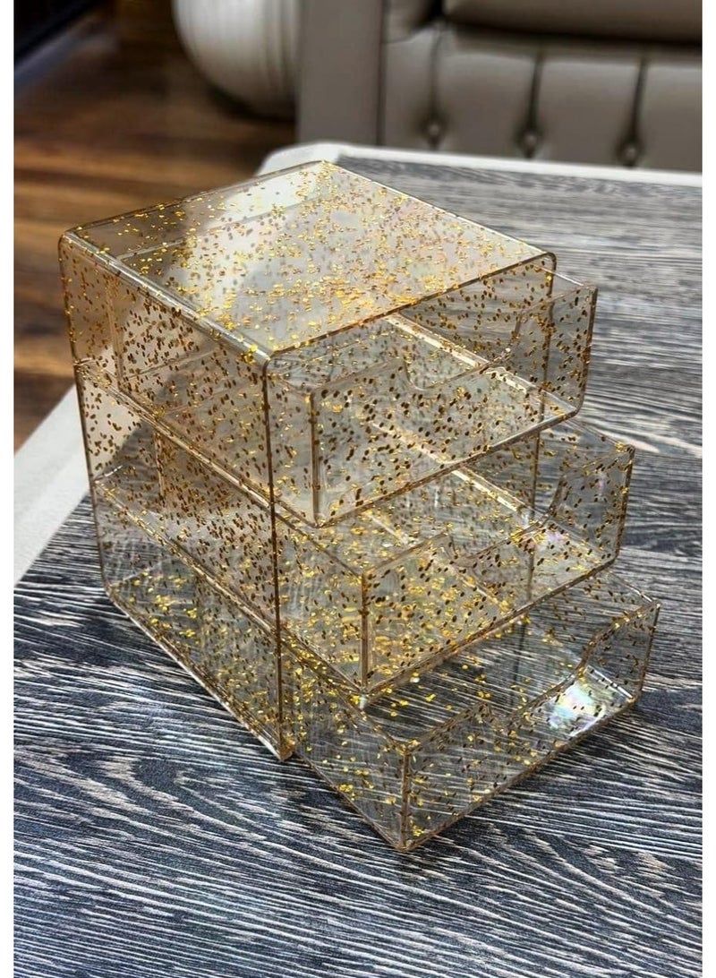 Acrylic jewelry organizer box, 3 drawers, transparent storage - Image 1