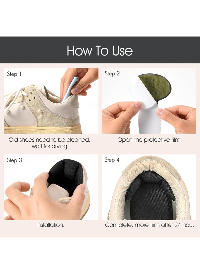 Heel Pads, 8-Piece Mesh Heel Grips for Inserting into Boots, for Loose or Too-Large Shoes, Reusable Heel Protectors Suitable for Women and Men, Anti-Blister Shoe Inserts, Heel Protectors, Black & Nude - Image 3