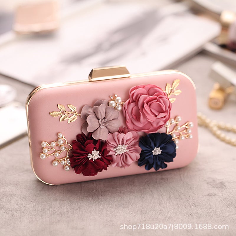 Women'S Bag Pu Luxury Rose Flower Korean Style Women'S Flash Evening Bag Clutch Bag Gift Bag 7417-H - Image 1