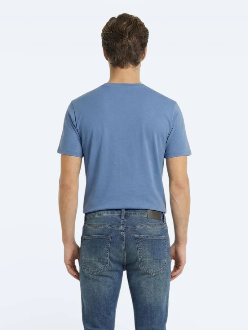 Kip Indigo Plain 100% Cotton T-Shirt