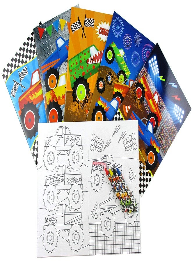 TINYMILLS Monster Truck Coloring Book Set with 12 Coloring Books and 48 Crayons Monster Truck Birthday Party Supplies Favor Bag Filler Carnival Prizes Rewards Classroom Party - Image 2