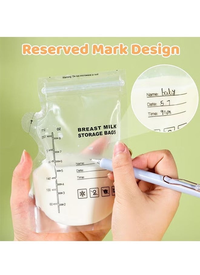 30 Pieces Disposable Milk Storage Bags With Pour Spout For Feeding No-Leak Milk Freezer Storage Pouches，250ml