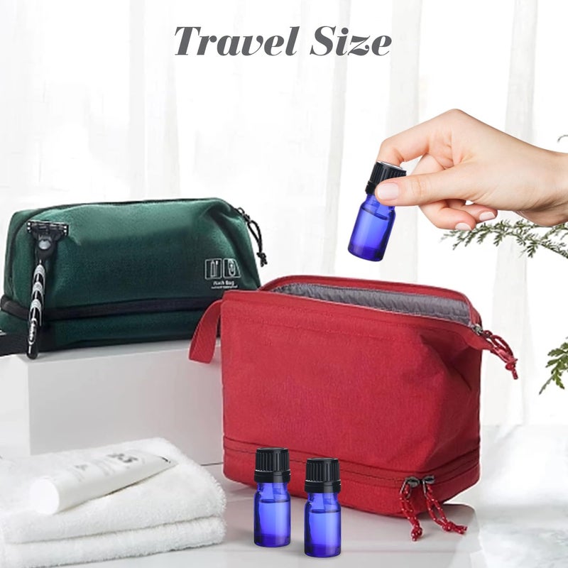 30 Pcs 5ml/0.17oz Cobalt Blue Glass Bottle Refillable Essential Oil Bottles with Orifice Dropper Reducer & Black Cap for Perfume Fragrance Liquid Cosmetic - Image 5