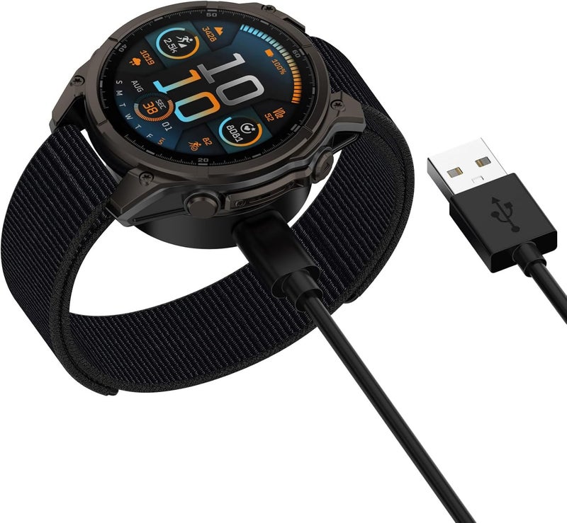 Disscool Replacement Charging Dock Cable Compatible with Garmin Fenix 9 Pro/Venu X1/Quatix 8/Forerunner 970/570/Vivoactive 6, USB Cables Charger Stand Smart Watch Accessories(1M/3.3FT, Black) - Image 2