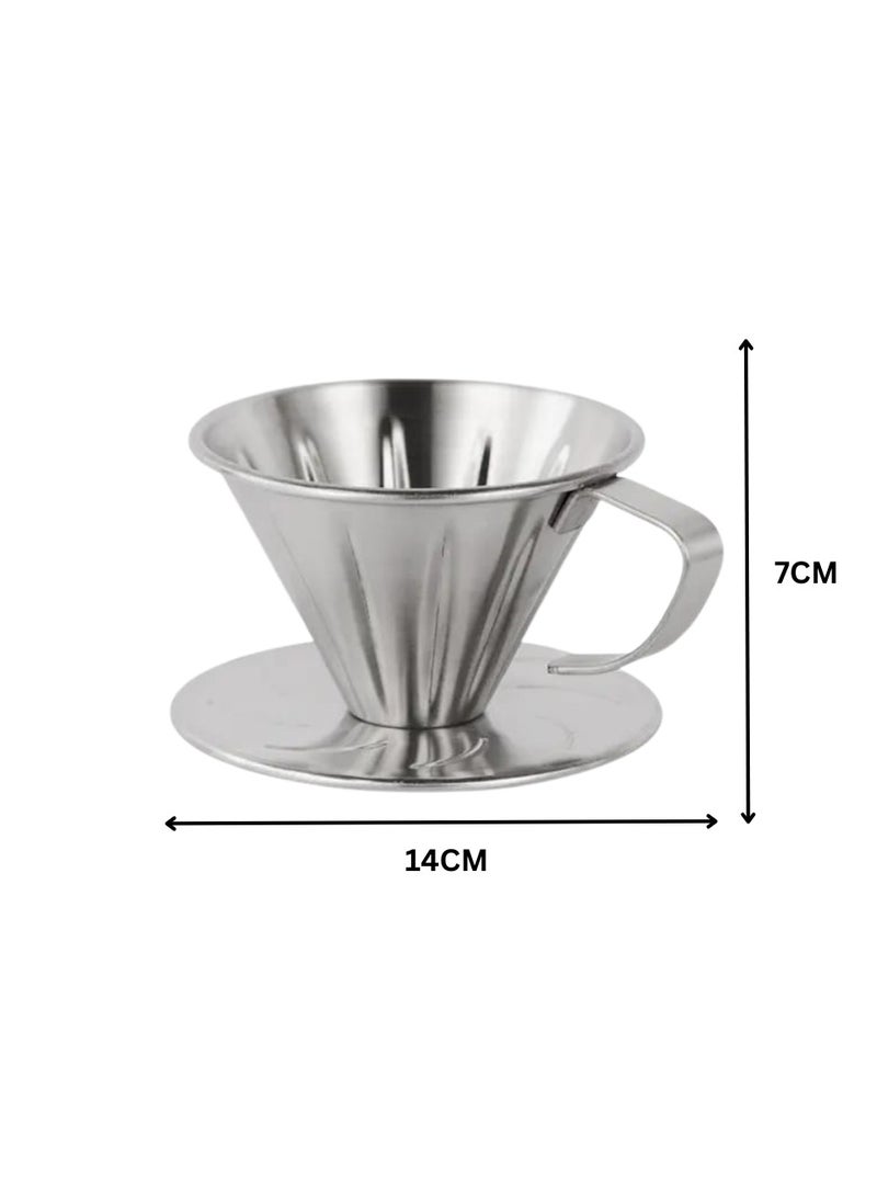 Generic Liying 01Pcs- V01 Pour Over Coffee Dripper Stainless Steel Metal Reusable Cone Coffee Filter Slow Brewing Accessories for Home Cafe Restaurants  - Image 2