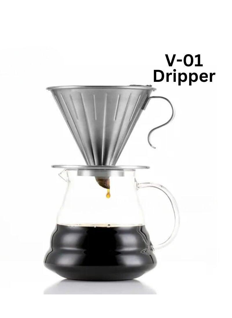 Generic Liying 01Pcs- V01 Pour Over Coffee Dripper Stainless Steel Metal Reusable Cone Coffee Filter Slow Brewing Accessories for Home Cafe Restaurants  - Image 4