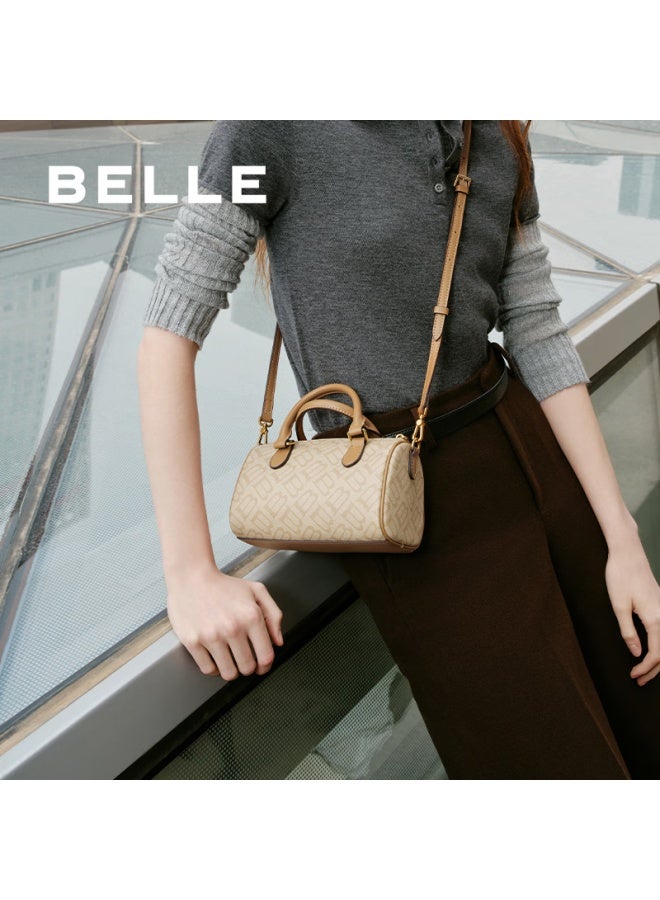 Belle [new Year Gift] Women's Handbag, 2025 New Seagull Monogram Shoulder Bag Crossbody Boston Bag X7368cx5, Apricot Color - Image 3