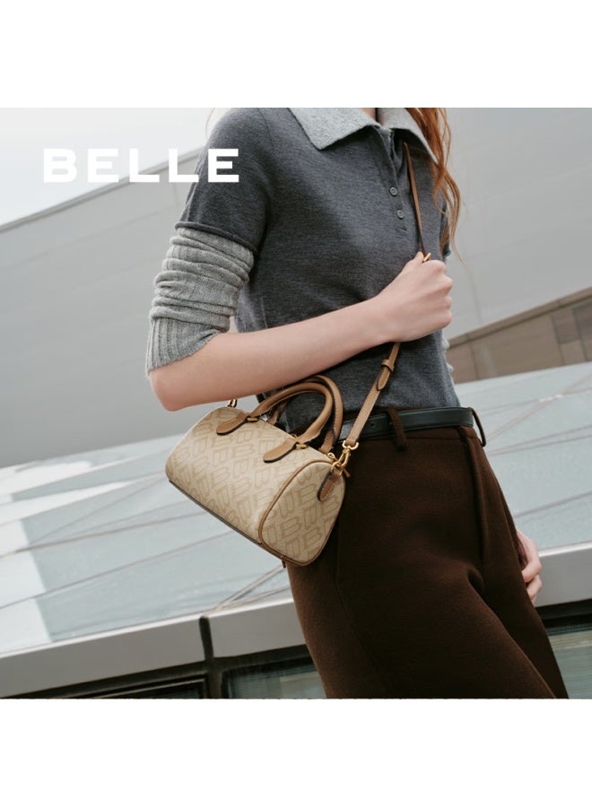 Belle [new Year Gift] Women's Handbag, 2025 New Seagull Monogram Shoulder Bag Crossbody Boston Bag X7368cx5, Apricot Color - Image 2