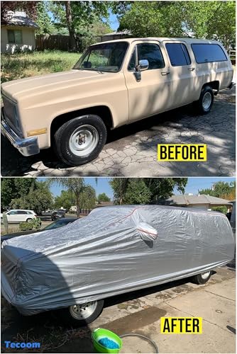 Tecoom Hard Shell Zipper Design Waterproof UV-Proof Windproof Car Cover for All Weather Indoor Outdoor Fit 216-230 Inches Full-Size SUV/Van - Image 2