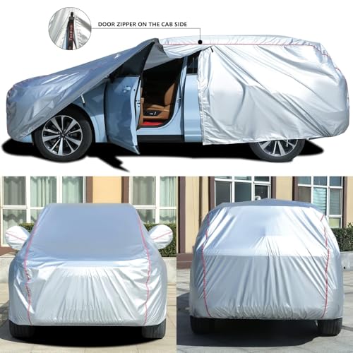 Tecoom Hard Shell Zipper Design Waterproof UV-Proof Windproof Car Cover for All Weather Indoor Outdoor Fit 216-230 Inches Full-Size SUV/Van - Image 4