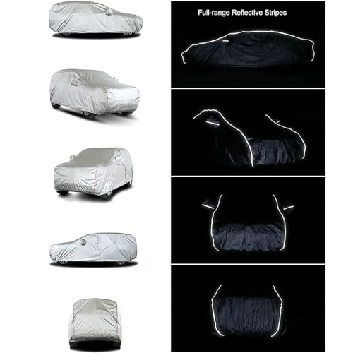 Tecoom Hard Shell Zipper Design Waterproof UV-Proof Windproof Car Cover for All Weather Indoor Outdoor Fit 216-230 Inches Full-Size SUV/Van - Image 3