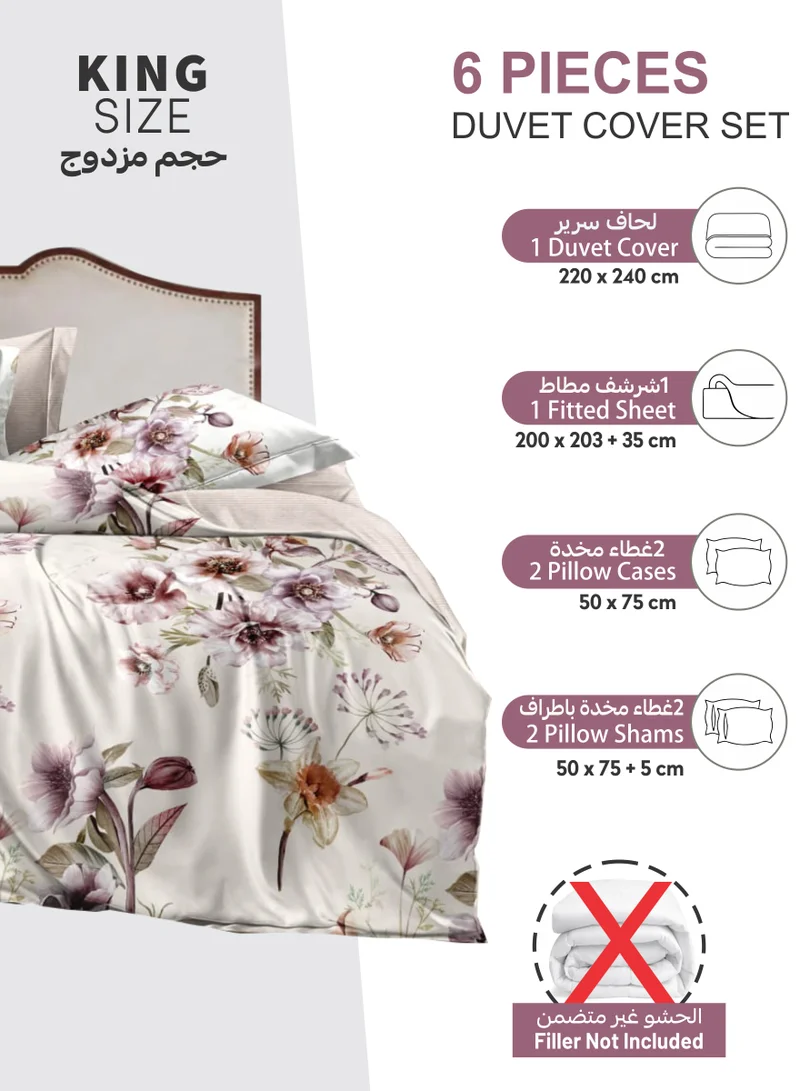 دوناتيلا طقم غطاء لحاف مشجر 6 قطع - مزدوج 220 × 240 سم - بدون حشوة لحاف