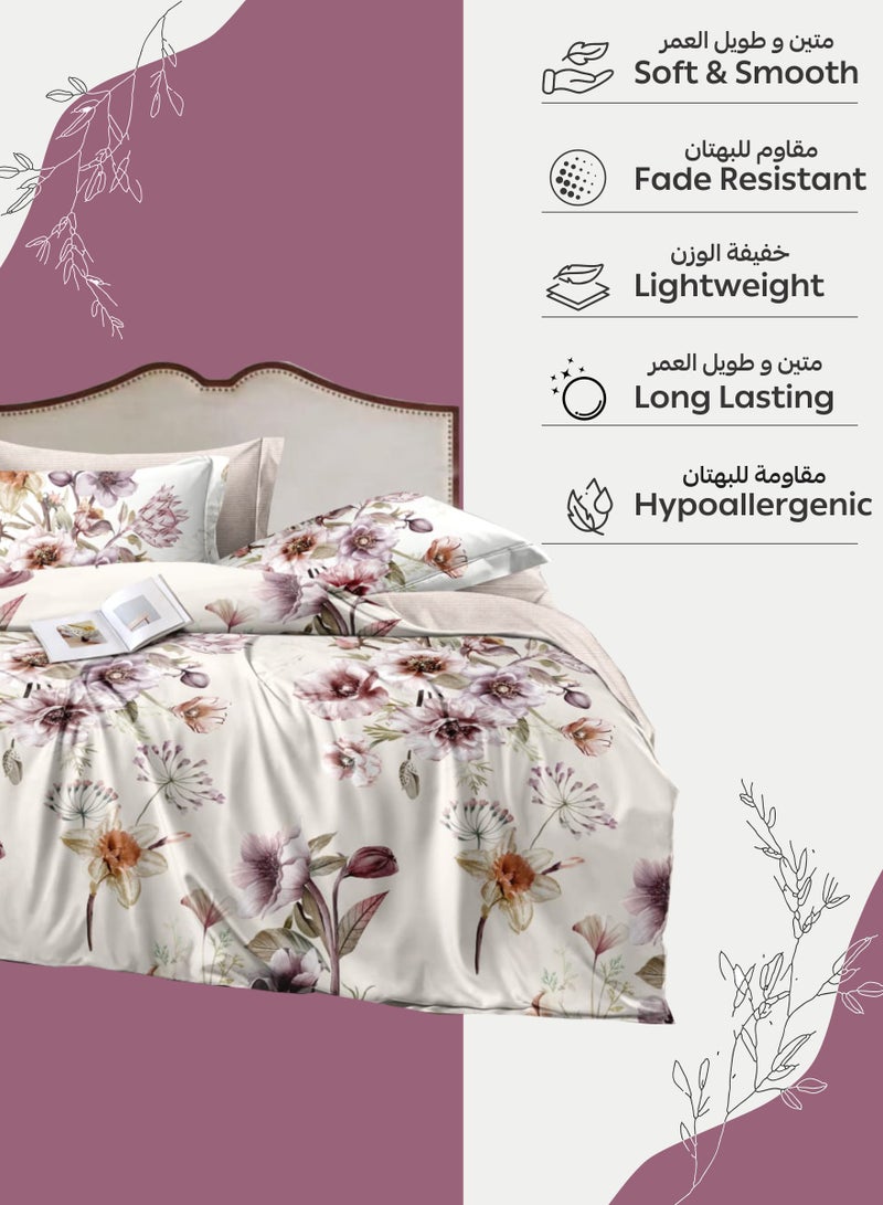 Donetella Printed Duvet Set, King Size 220x240 cm - 6-Pcs Bed Set, Microfiber Fabric - 1 Duvet Cover, 1 Fitted Sheet, 2 Pillow Shams, 2 Pillowcases (Filler Not Included)  - Image 5