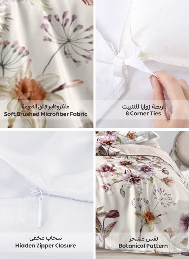 Donetella Printed Duvet Set, King Size 220x240 cm - 6-Pcs Bed Set, Microfiber Fabric - 1 Duvet Cover, 1 Fitted Sheet, 2 Pillow Shams, 2 Pillowcases (Filler Not Included)  - Image 4