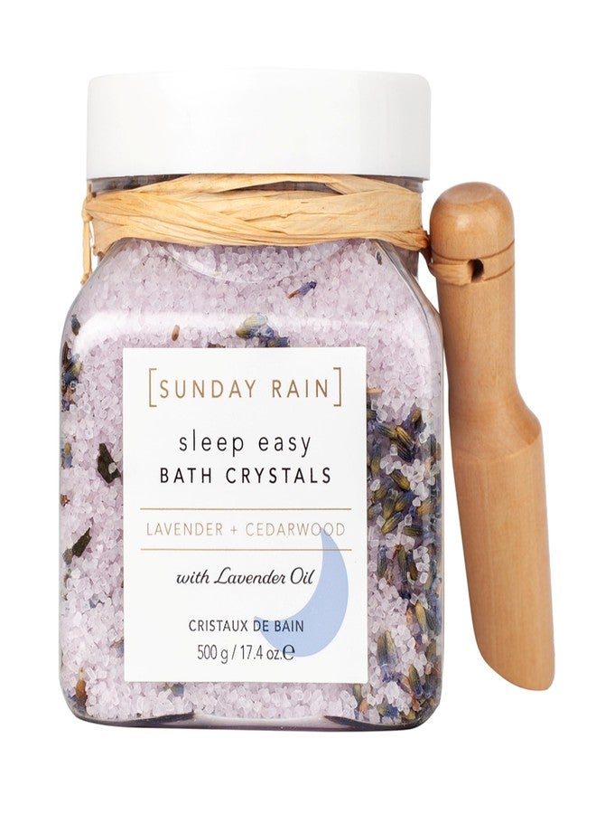 Sunday Rain Sleep Easy Bath Crystals - Lavender and Cedarwood - Natural Bath Salts - with Lavender Oil - Includes Scooper - Vegan - 17.4 oz - Image 1