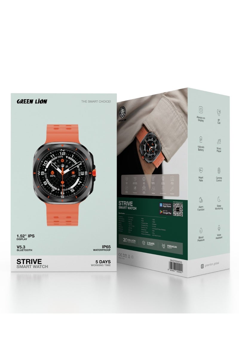 GREEN LION Strive Smart Watch 1.52 inch TFT IPS Display/ Blood Pressure, Oxygen/ Pedometer/ 5Days Working Time / Ai Voice Assistant/ Music Player & Inbuilt Games - Orange - Image 5