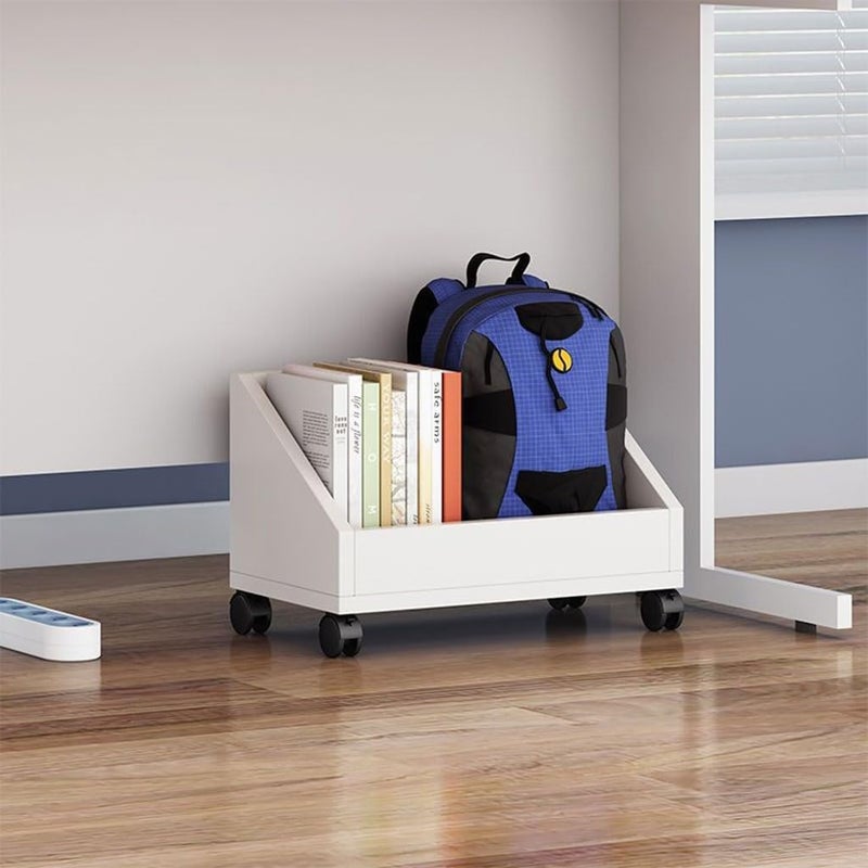 UniShop Bookshelf 1 Layer Storage Rack with Wheels Storage Cabinet Under The Table Filing Cabinet White 944 L x 157 W x 944 H