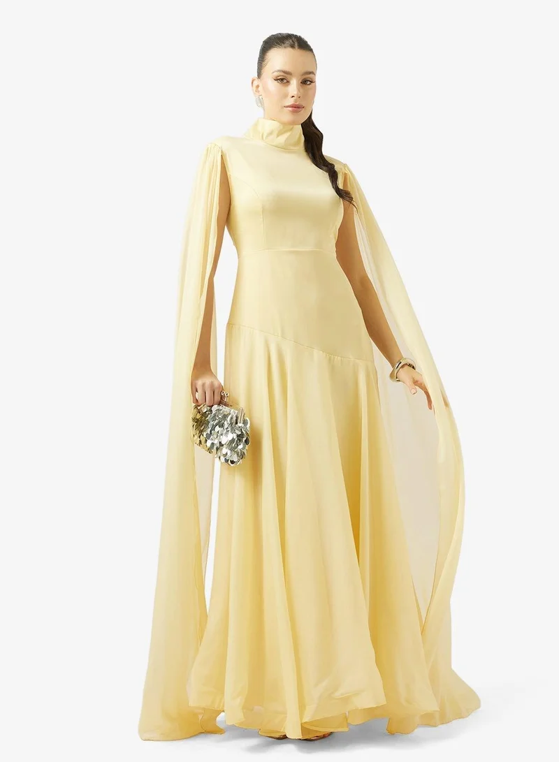 Ginger Boutique Mock Neck Draped Dress with Trail