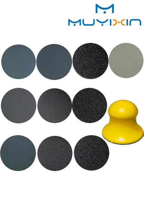 Hand Sander Kit 101pcs, 3" Round Hand Sanding Block with 100PCS Hook and Loop Sand Paper for Wood Furniture