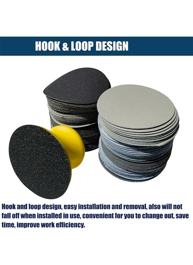 null - Hand Sander Kit 101pcs, 3" Round Hand Sanding Block with 100PCS Hook and Loop Sand Paper for Wood Furniture - Image 1