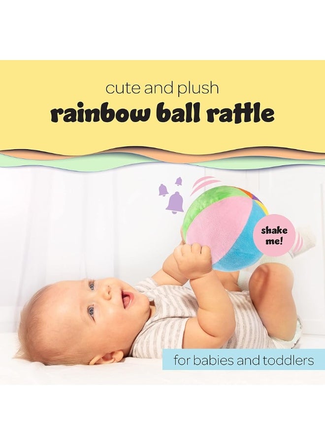 Plush Rainbow Fabric Ball Rattle | Soft Plush Ball for Baby & Toddlers | Baby First Ball | Infant Rattle Ball Toy | Rainbow Plush Ball | 0-36 Months