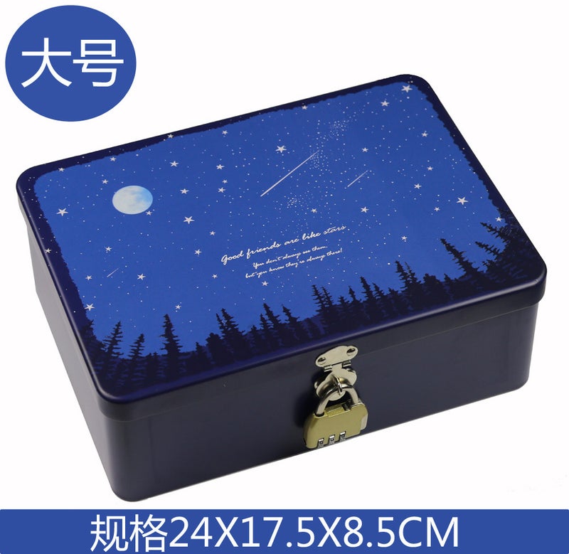 Factory Rectangular Tinplate Box With Lock Large Metal Vintage Storage Box Gift Packaging - Image 1