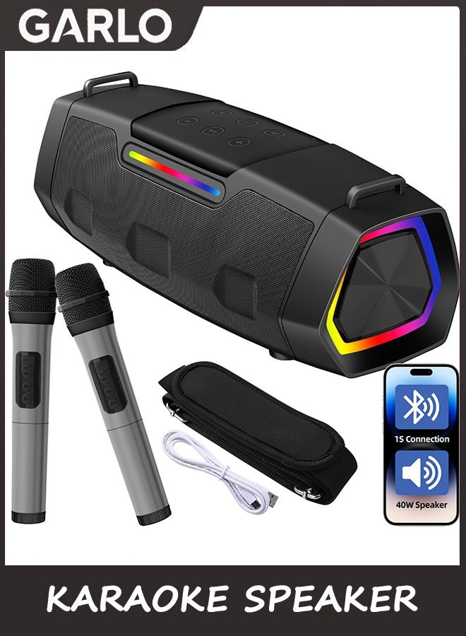 جارلو الكاراوكي مكبر الصوت مع الميكروفون,آلة الكاراوكي للبالغين والأطفال مع الأضواء,بلوتوث المحمول 5.1 مكبر الصوت,ميكروفون الكاراوكي يدعم AUX USB TF لحفلة السفر المنزلية في الهواء الطلق - Image 1