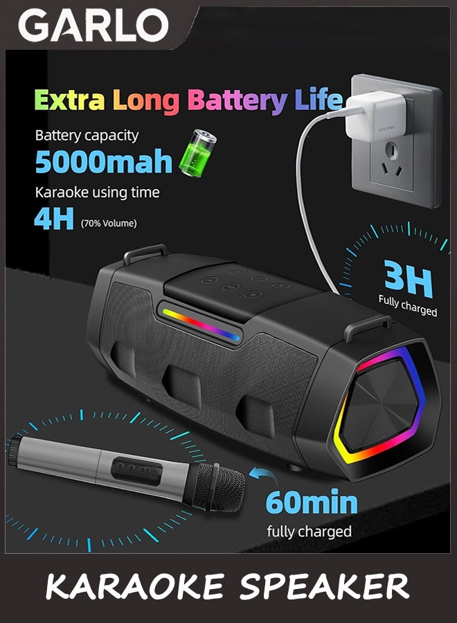 جارلو الكاراوكي مكبر الصوت مع الميكروفون,آلة الكاراوكي للبالغين والأطفال مع الأضواء,بلوتوث المحمول 5.1 مكبر الصوت,ميكروفون الكاراوكي يدعم AUX USB TF لحفلة السفر المنزلية في الهواء الطلق - Image 3