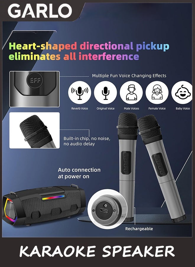 جارلو الكاراوكي مكبر الصوت مع الميكروفون,آلة الكاراوكي للبالغين والأطفال مع الأضواء,بلوتوث المحمول 5.1 مكبر الصوت,ميكروفون الكاراوكي يدعم AUX USB TF لحفلة السفر المنزلية في الهواء الطلق - Image 4