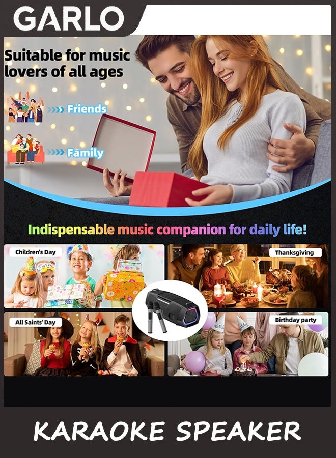 جارلو الكاراوكي مكبر الصوت مع الميكروفون,آلة الكاراوكي للبالغين والأطفال مع الأضواء,بلوتوث المحمول 5.1 مكبر الصوت,ميكروفون الكاراوكي يدعم AUX USB TF لحفلة السفر المنزلية في الهواء الطلق - Image 5