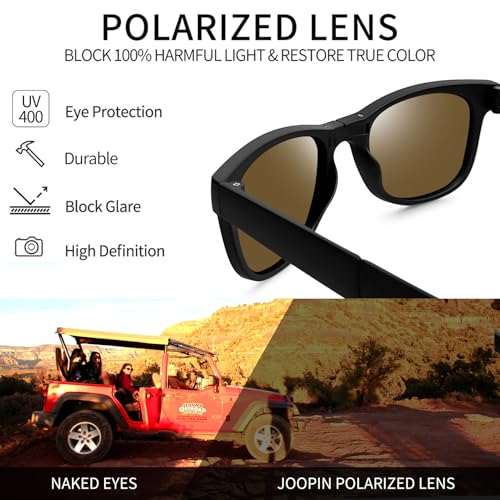 Joopin Square Folding Sunglasses Polarized UV Protection Fold Up Sun Glasses Foldable Shades for Women Men (Black Mirrored Blue) - Image 4