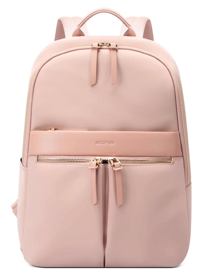 Bopai Premium Lightweight Slim Ladies Laptop Backpack Water Resistant Synthetic Leather Daypack for Casual/Office/School/College, BO-LB505, Pink