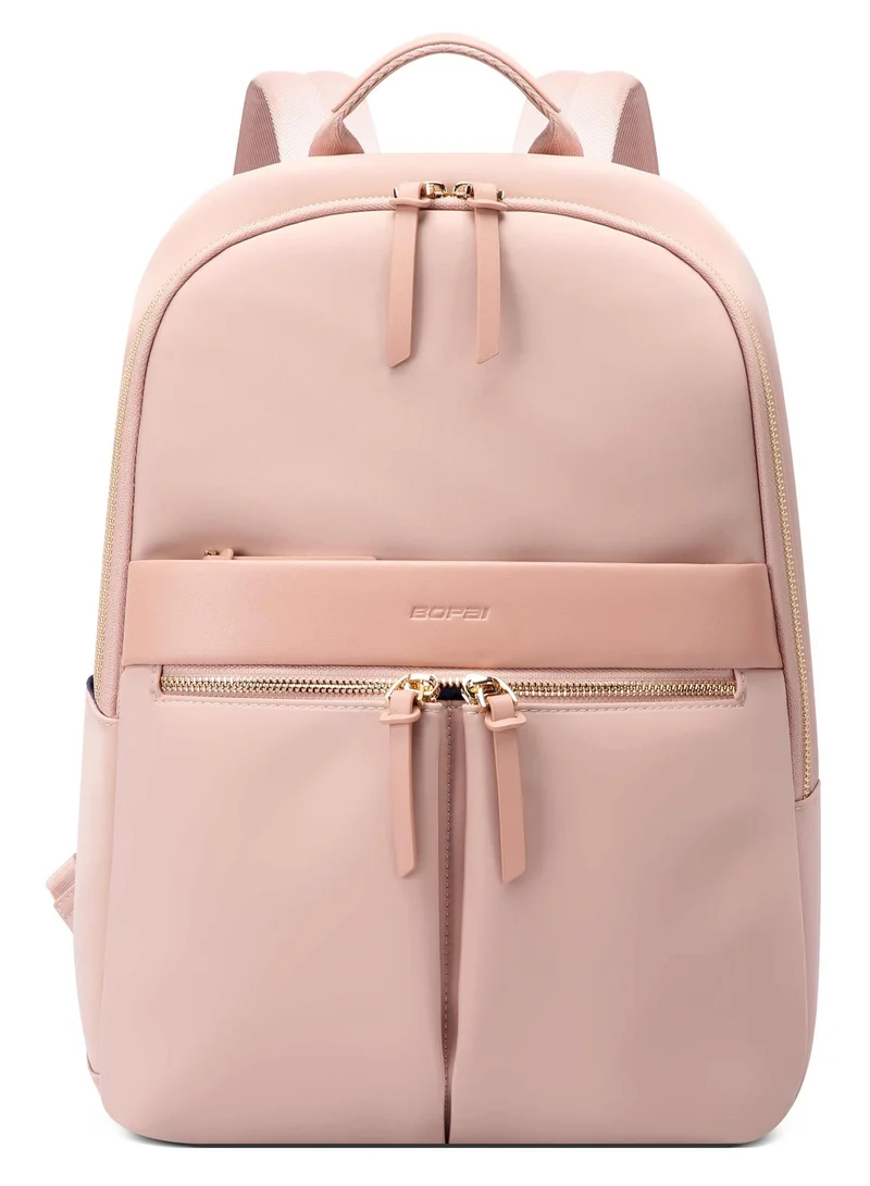 Bopai  Premium Lightweight Slim Ladies Laptop Backpack Water Resistant Synthetic Leather Daypack for Casual/Office/School/College, BO-LB505, Pink  | Best Price UAE