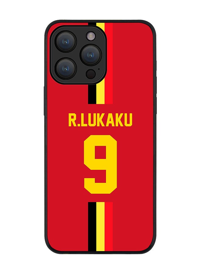 Stylizedd Cover for iPhone 15 Pro Case Rugged Black Slim fit Flexible Protective Phone Cases - Football Team - BelgiumPlayer Name - R.Lukaku - Image 1