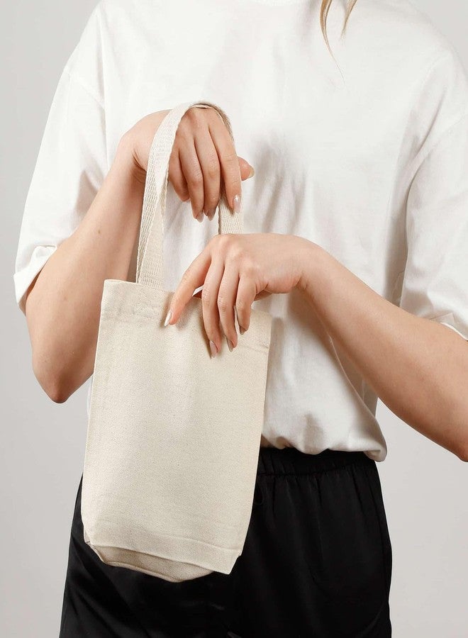 TBF Mini Cotton Canvas Tote Bags with Gusset - 12 Pack Small Reusable Gift Bags with Handles, Canvas Tote Bulk, 8 Inch, Natural - Image 5