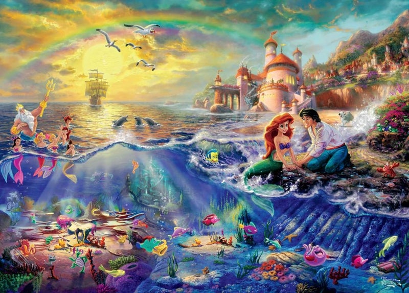 Ceaco - 4 in 1 Multipack - Thomas Kinkade - Disney Dreams Collection - Aladdin, Winnie the Pooh, Beauty & the Beast, & The Little Mermaid - (4) 500 Piece Jigsaw Puzzles - Image 3