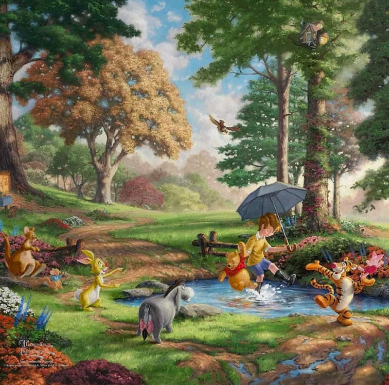 Ceaco - 4 in 1 Multipack - Thomas Kinkade - Disney Dreams Collection - Aladdin, Winnie the Pooh, Beauty & the Beast, & The Little Mermaid - (4) 500 Piece Jigsaw Puzzles - Image 2
