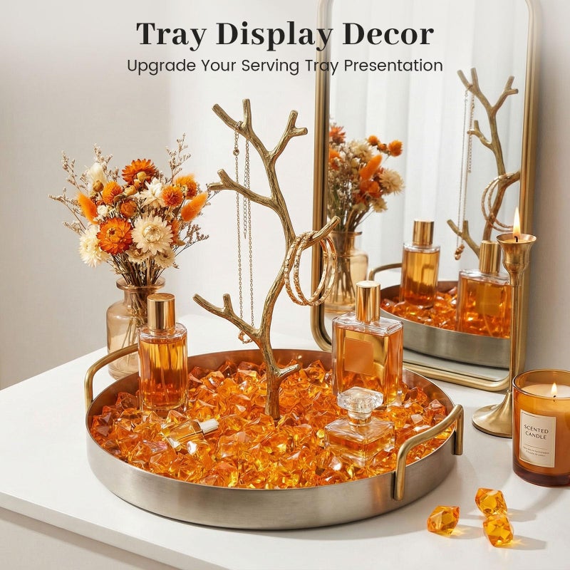 DomeStar Orange Fake Crushed 150 PCS Fake Diamonds Plastic Acrylic Clear Ice Rock Diamond Crystals Faux Ice Cubes Gems for Home Decoration Wedding Display Vase Fillers - Image 5
